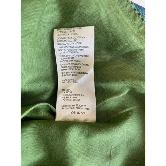 Anthropologie Maeve Metallic Ruffled One-Shoulder Color Block Belted Midi Dress - Picture 9 of 9